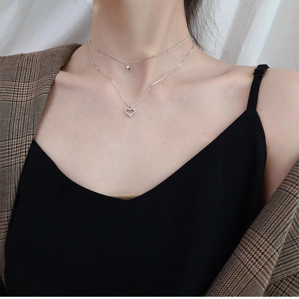 NEW 925 Sterling Silver Diamond Heart Necklace A - Picture 12 of 12